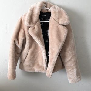 Faux fur beige coat